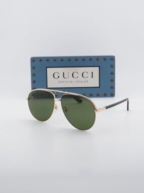 Gucci GG1098S 004 Men Aviator Sunglasses - Gold / Green